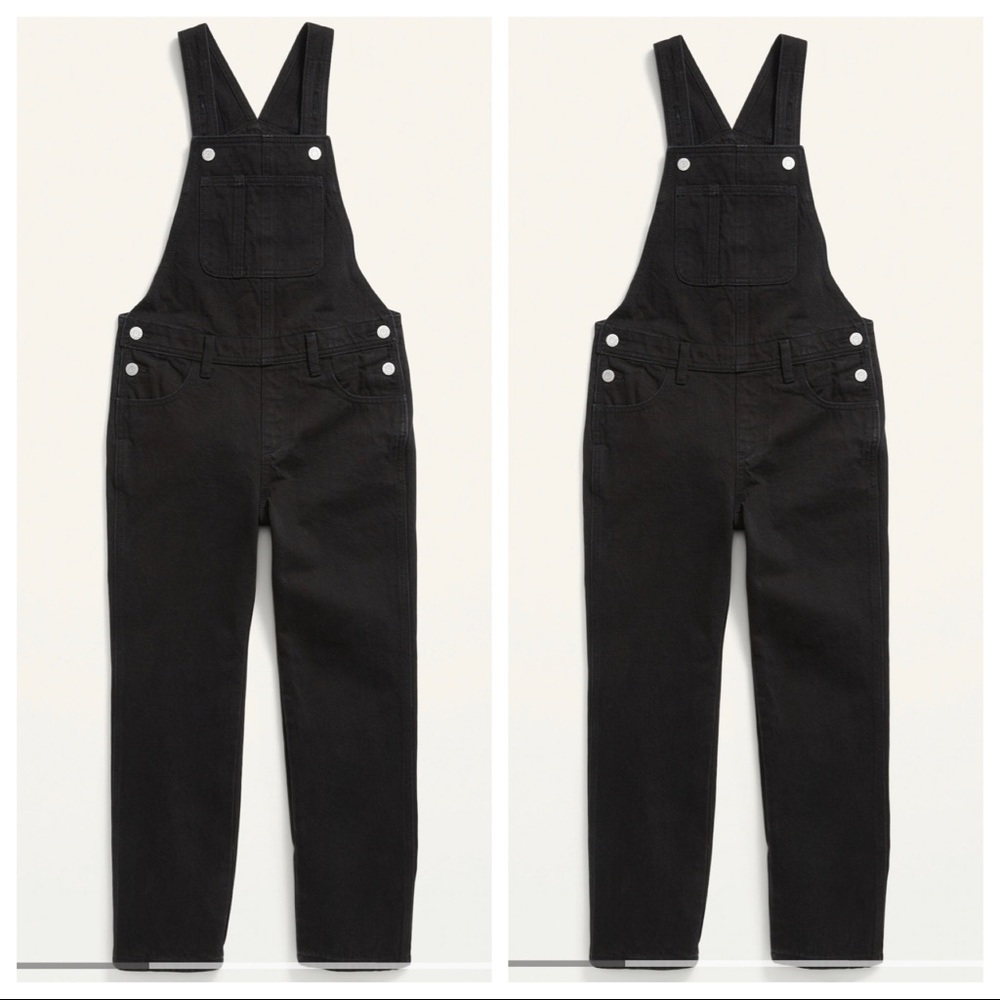 OLD NAVY Slouchy Straight Black-Wash Jean Overalls